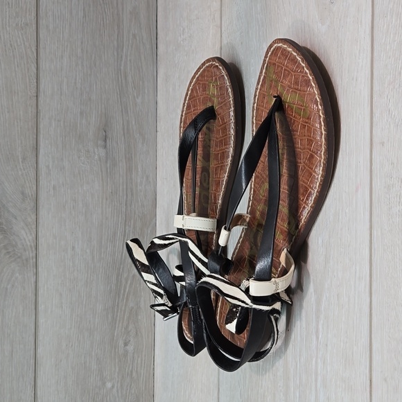 Sam Edelman Womens Garrick Ankle Leather Animal Print Thong Dan shoes sz 8M - Picture 1 of 11
